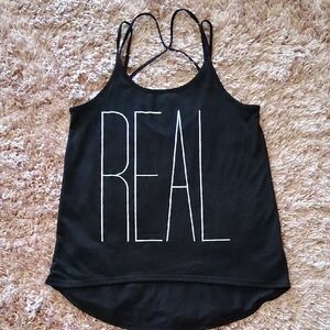 City Streets Black Tank Top with White "REAL" Graphic